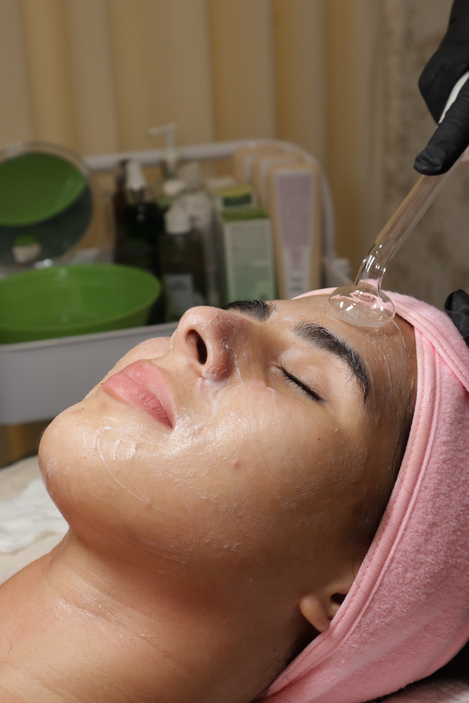 High-frequency facial treatment